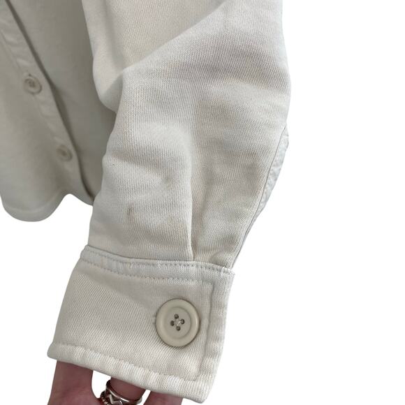Good American Pure Cotton Button Up Fleece Shacket in Bone Womens XXS / XS AS IS - Picture 4 of 8